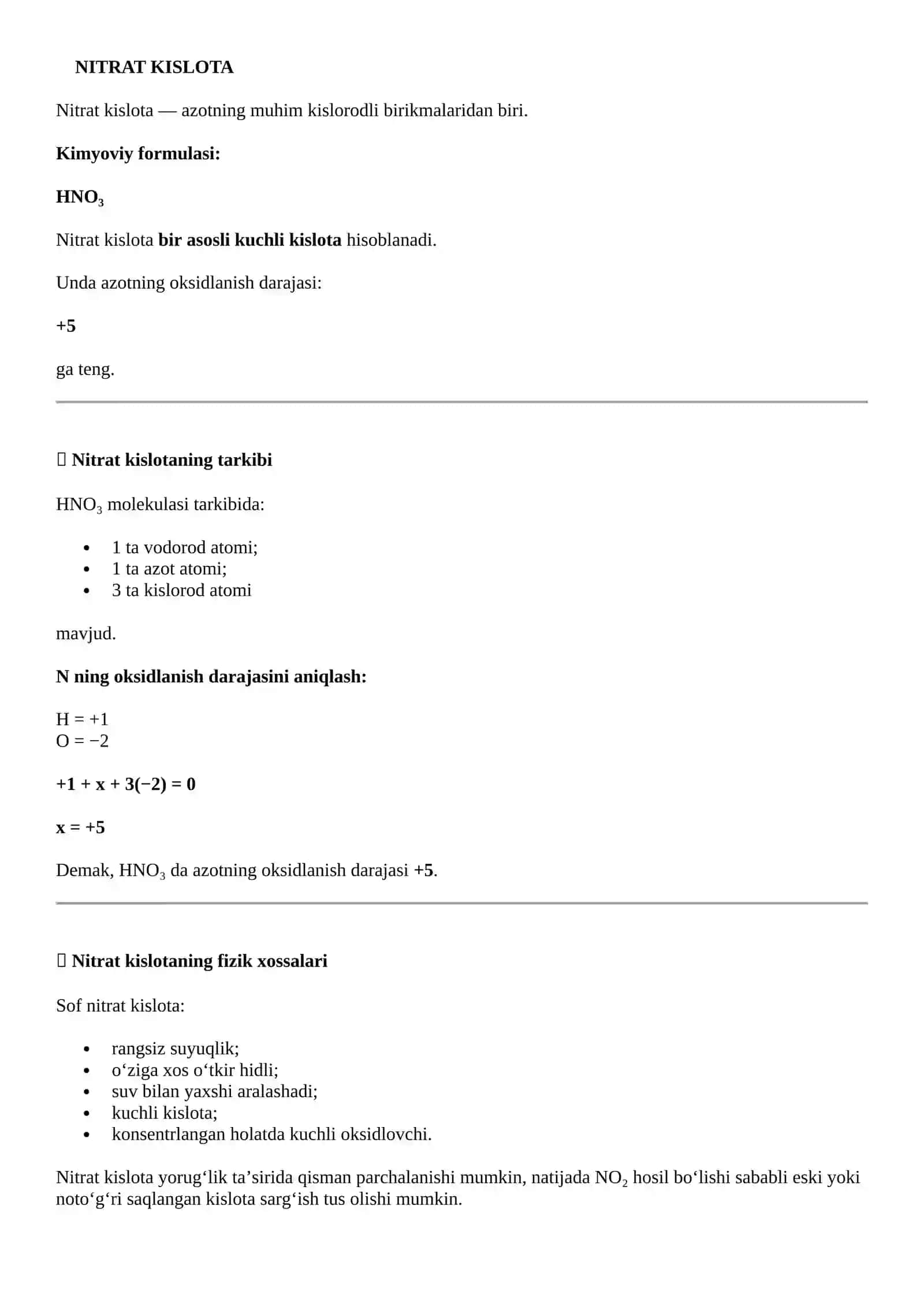 Nitrat kislota (HNO₃) 4
