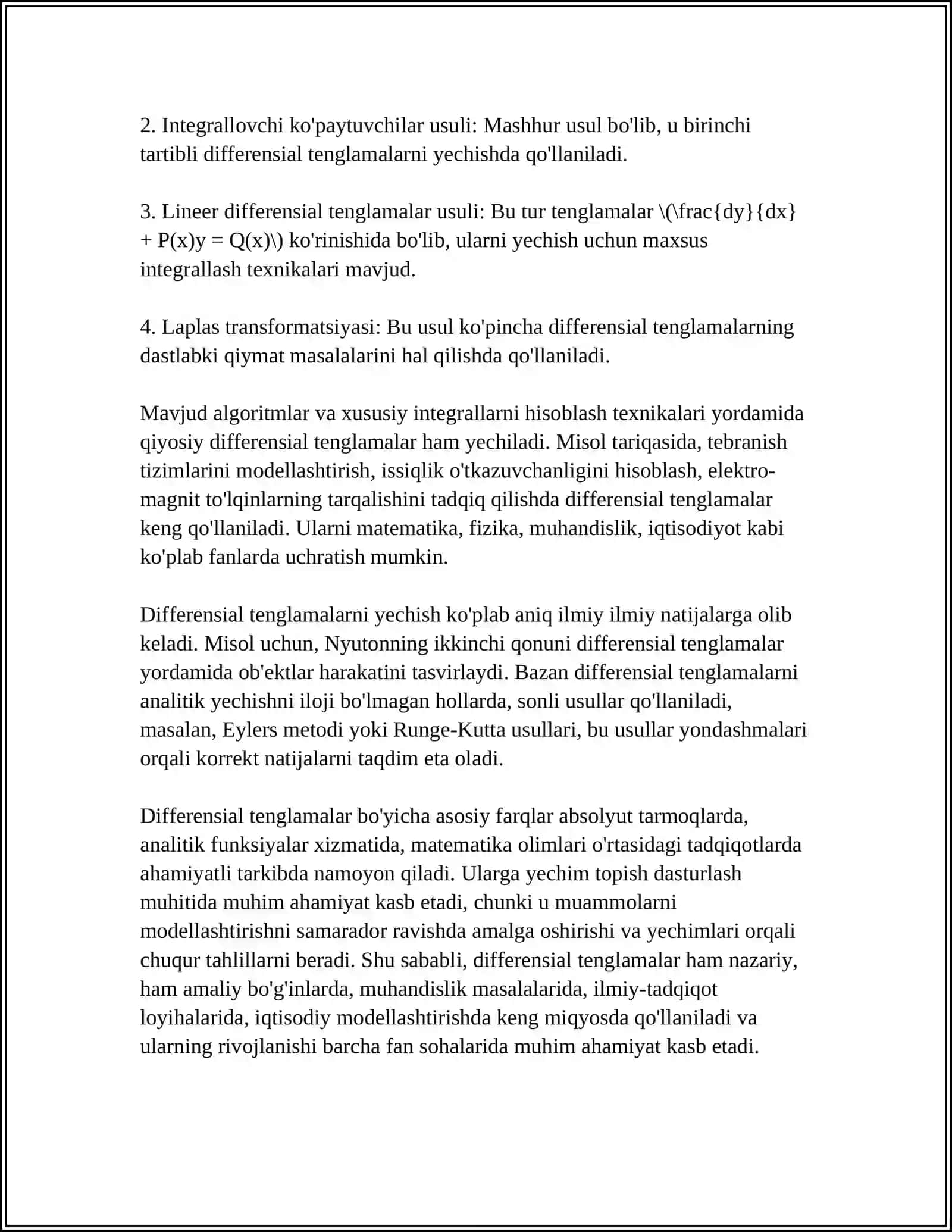 MATEMATIK MODELLASHTIRISH USULLARI 4