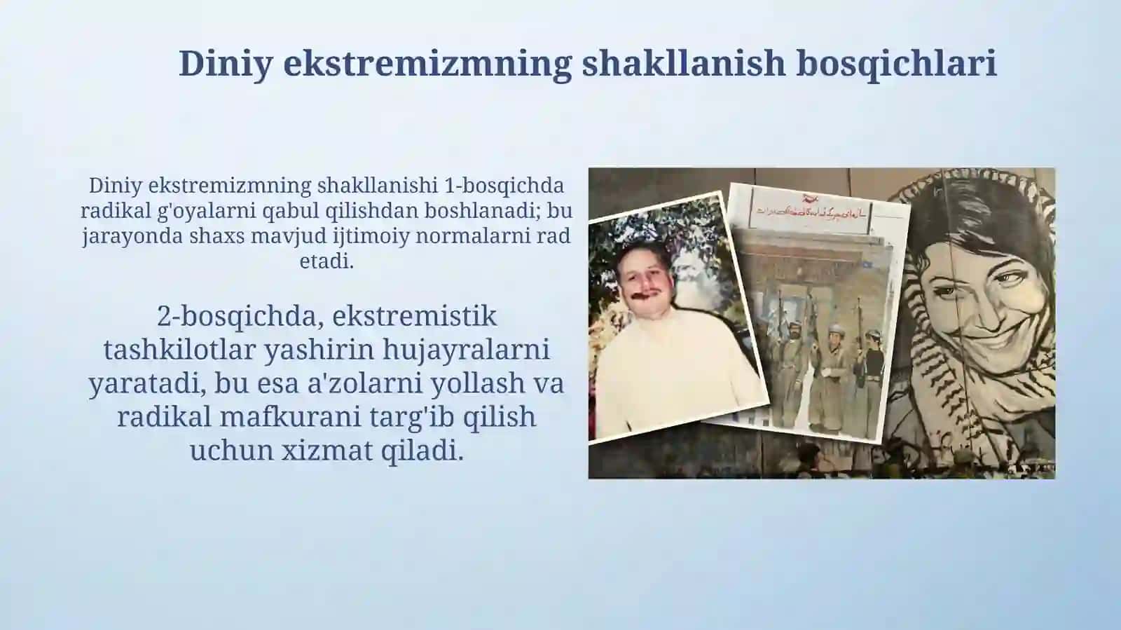Diniy fanatizm ekstremizm fundamentalizm terrorizm tarixi hozirgi kunda xavfsizlikga tahdid 4