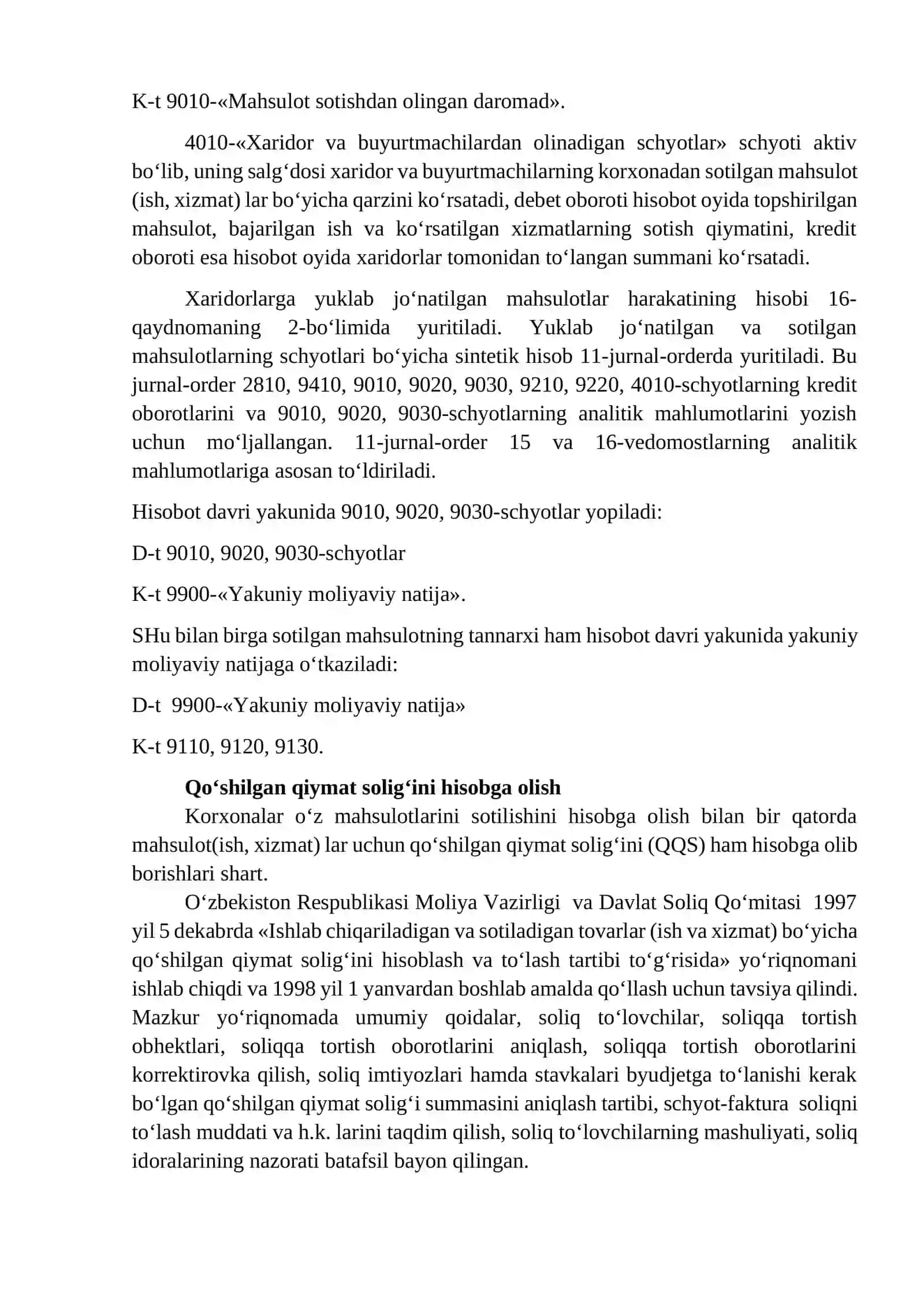 Tayyor mahsulot(tovar,ish va xizmat)larni sotilishini hisobga olish 4