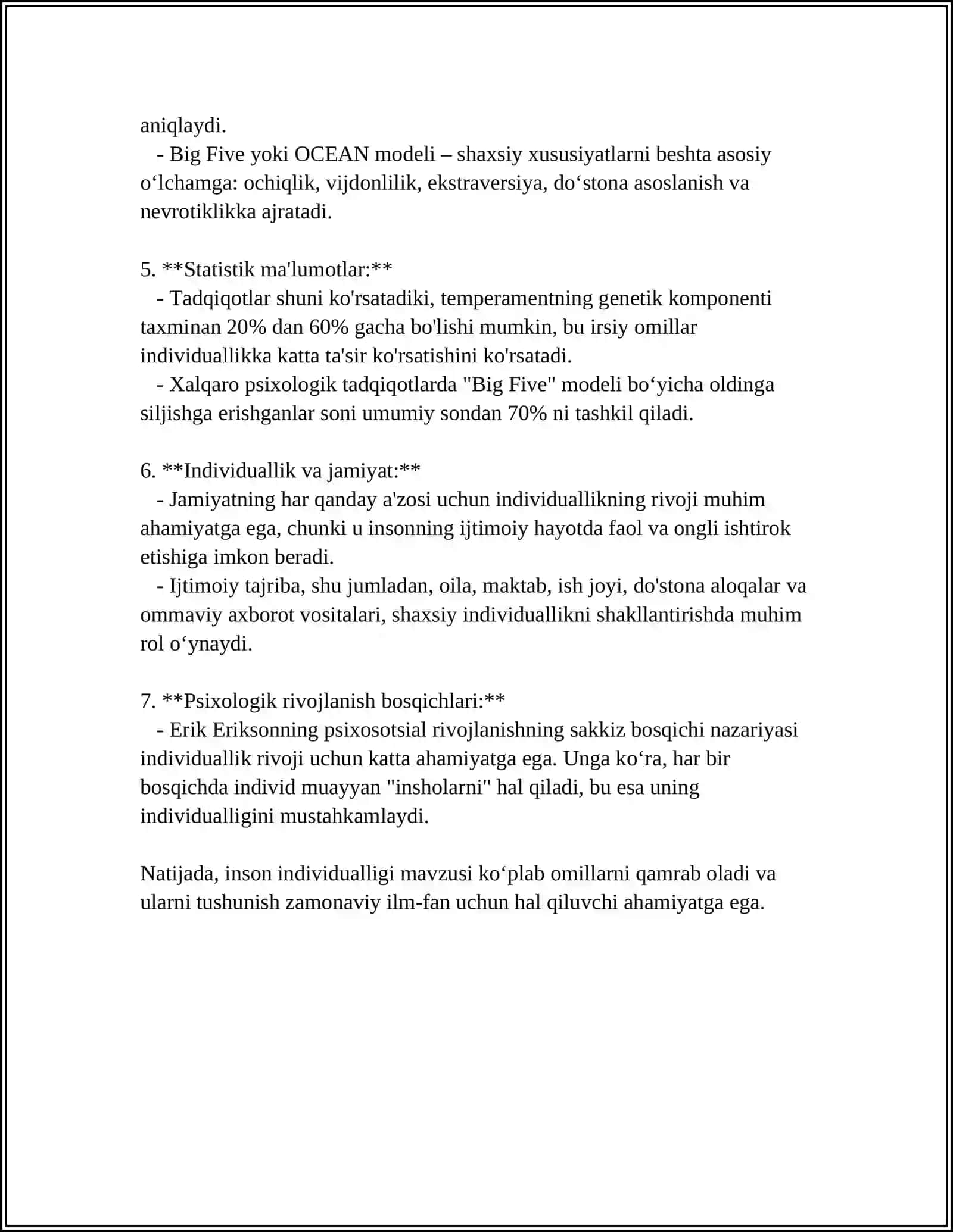 INSON INDIVIDUALLIGINING TURLI PSIXOLOGIK MAKTABLARDA OʻRGANILISHI 4