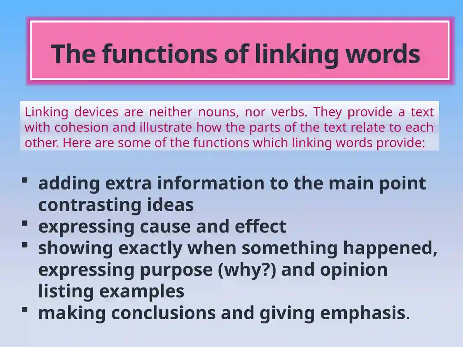 Linking Words and their functions 4