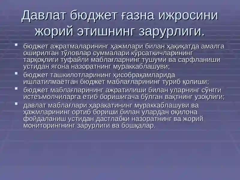 Давлат бюджети ғазна ижросининг моҳияти ва аҳамияти 4