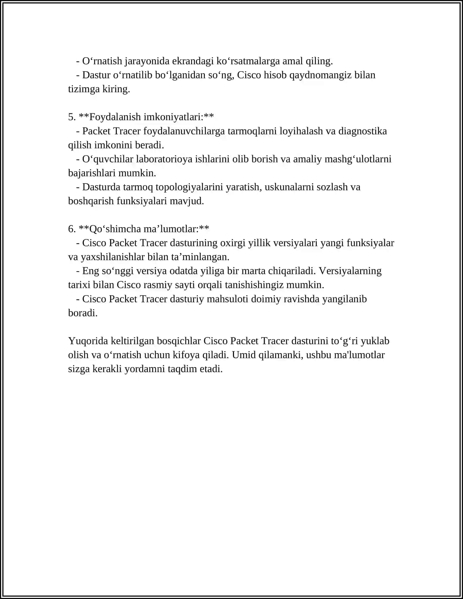 CISCO PACKET TRACER DASTURIDA DASTURGA KIRISH,YUKLASH VA OʻRNATISH 4