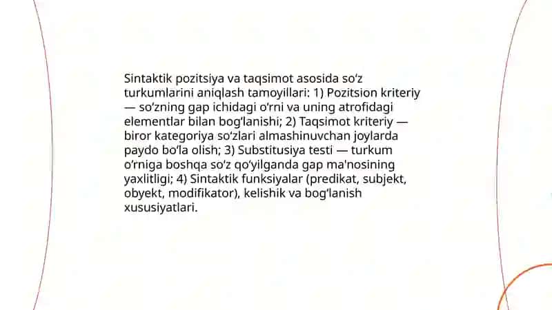 Turli tillarda so'z turkumlarini tasniflash tamoyillari 4