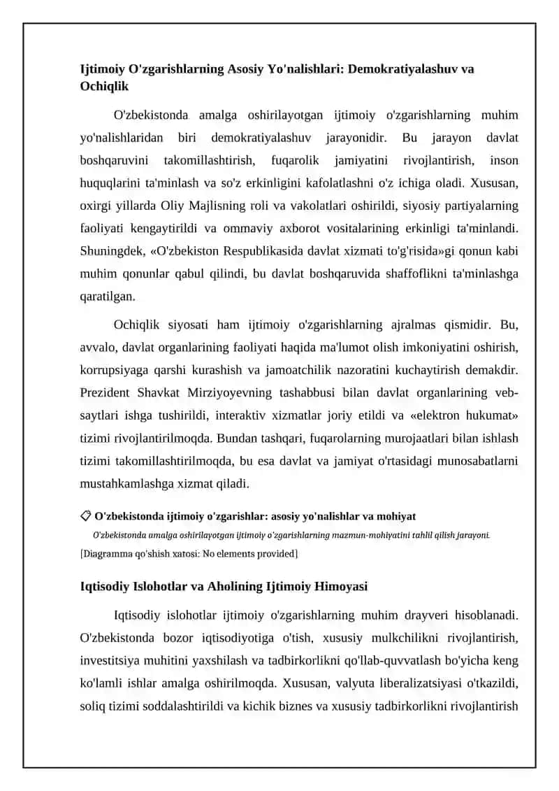 O'zbekistonda ijtimoiy sohada amalga oshirilayotgan o'zgarishlar mazmun va mohiyati 4