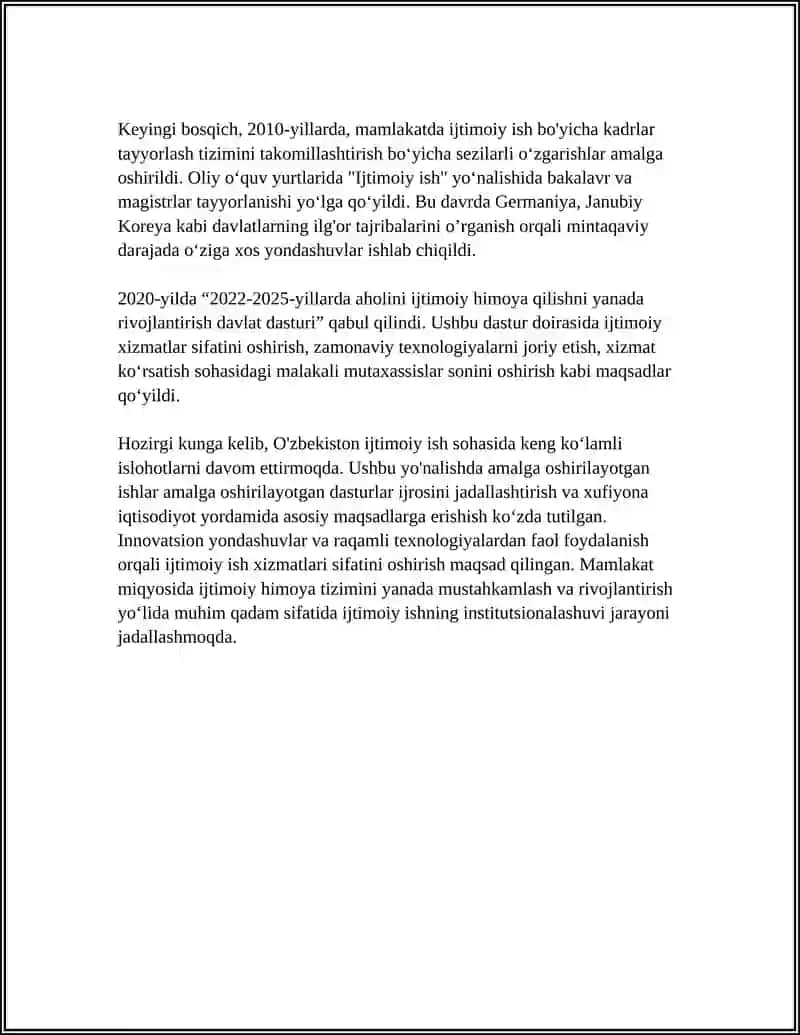 OʻZBEKISTON IJTIMOIY ISH INSTITUTSIONALISHI 4