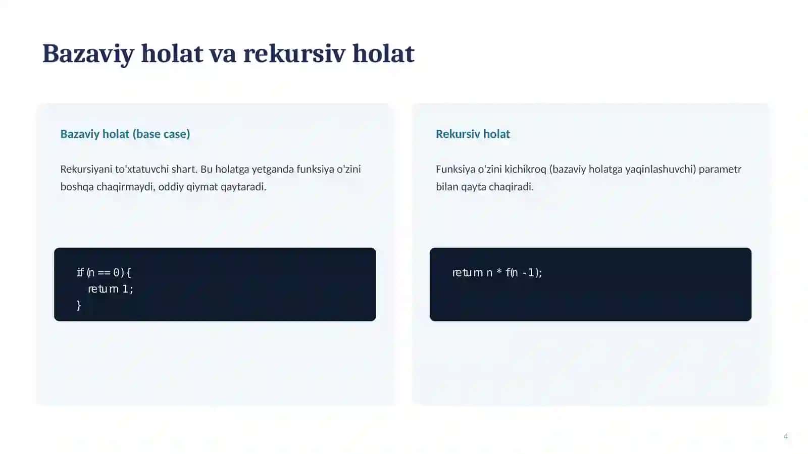 Rekursiv jarayonlarni tashkil etish 4