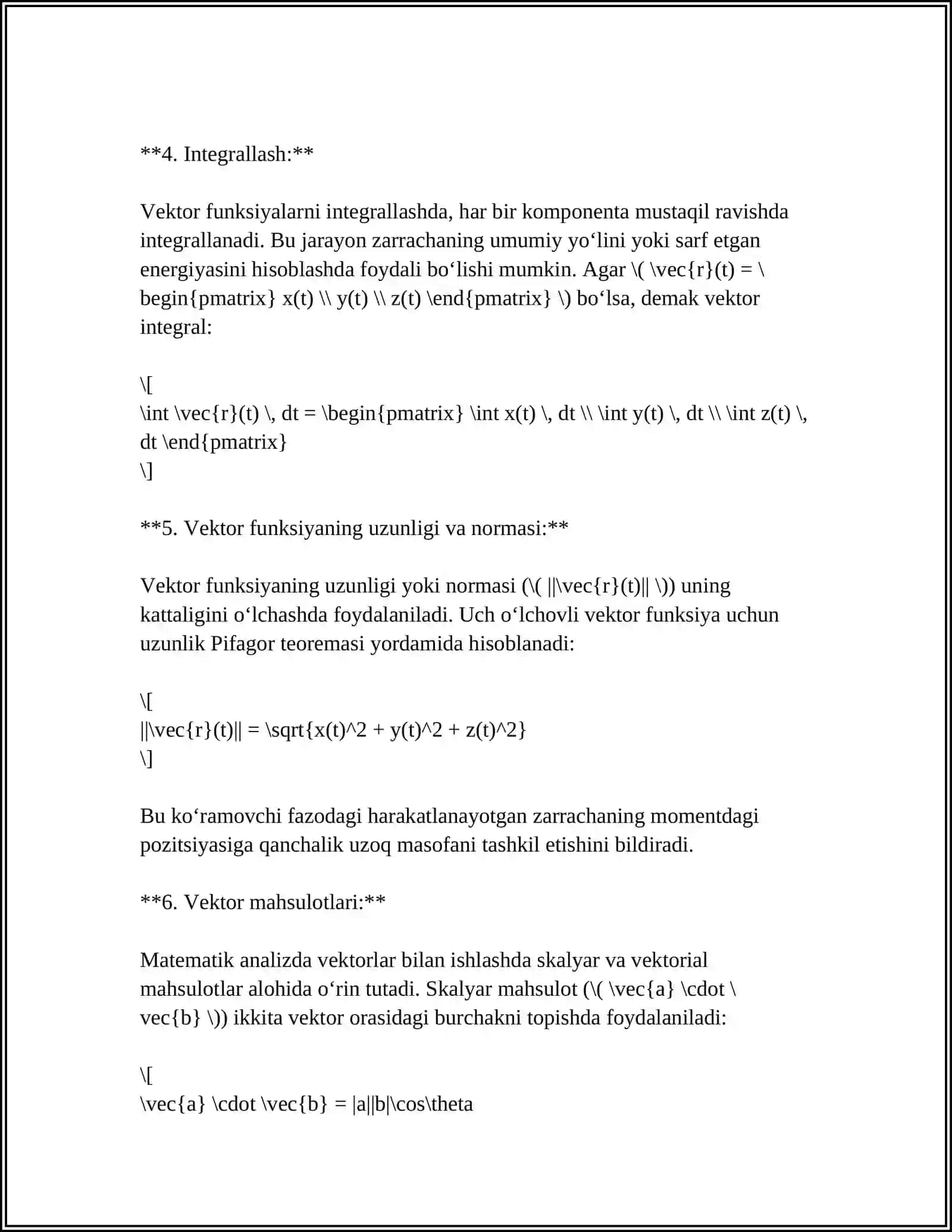 VEKTOR FUNKSIYALARINING AERODINAMIKA VA TELEKAMMUNIKASIDAGI TADBIQLARI 4