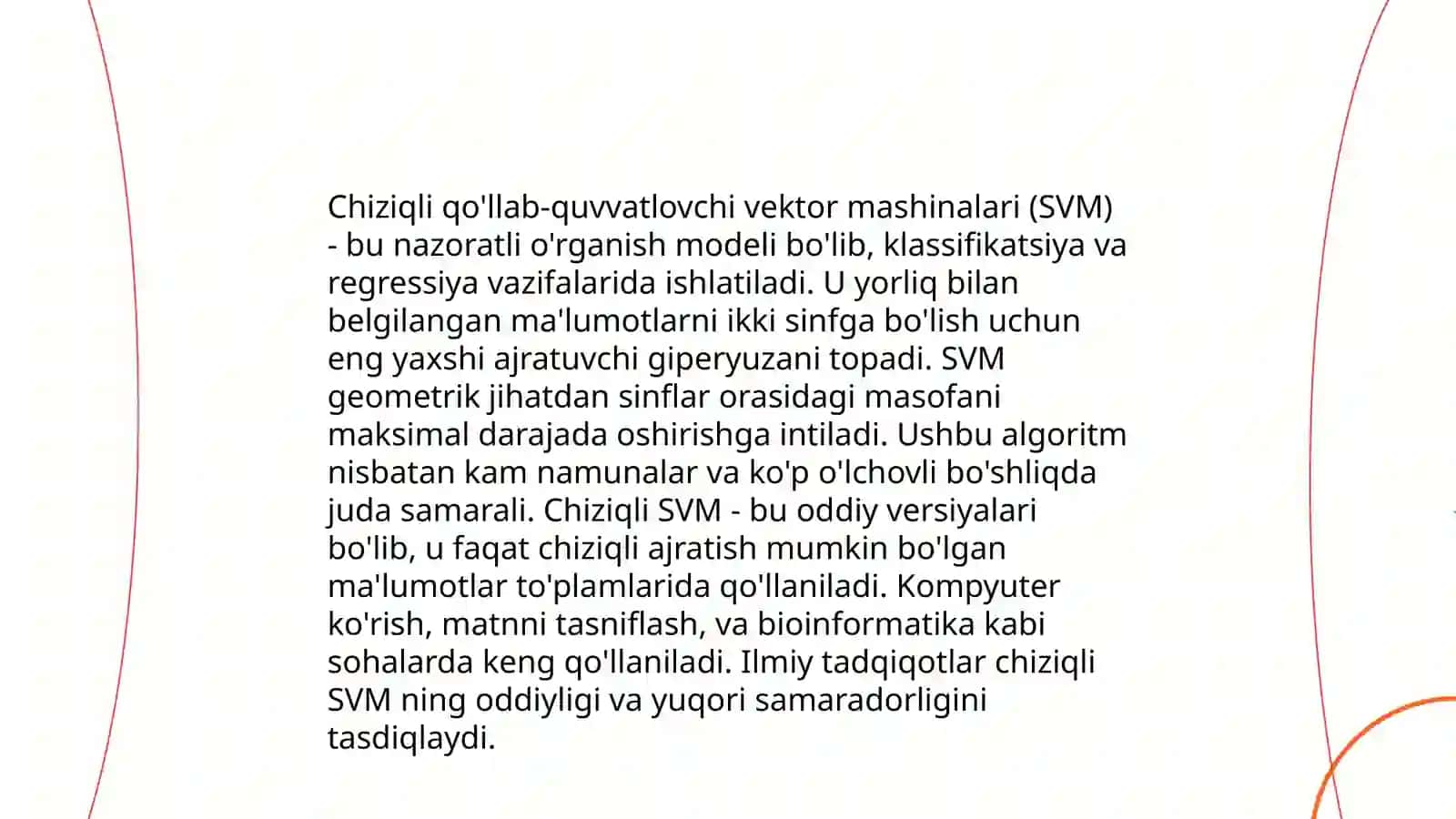 Support Vector Machine (SVM) algoritmi va uning tasniflash muammolarini hal qilishda qo'llanilishi 4