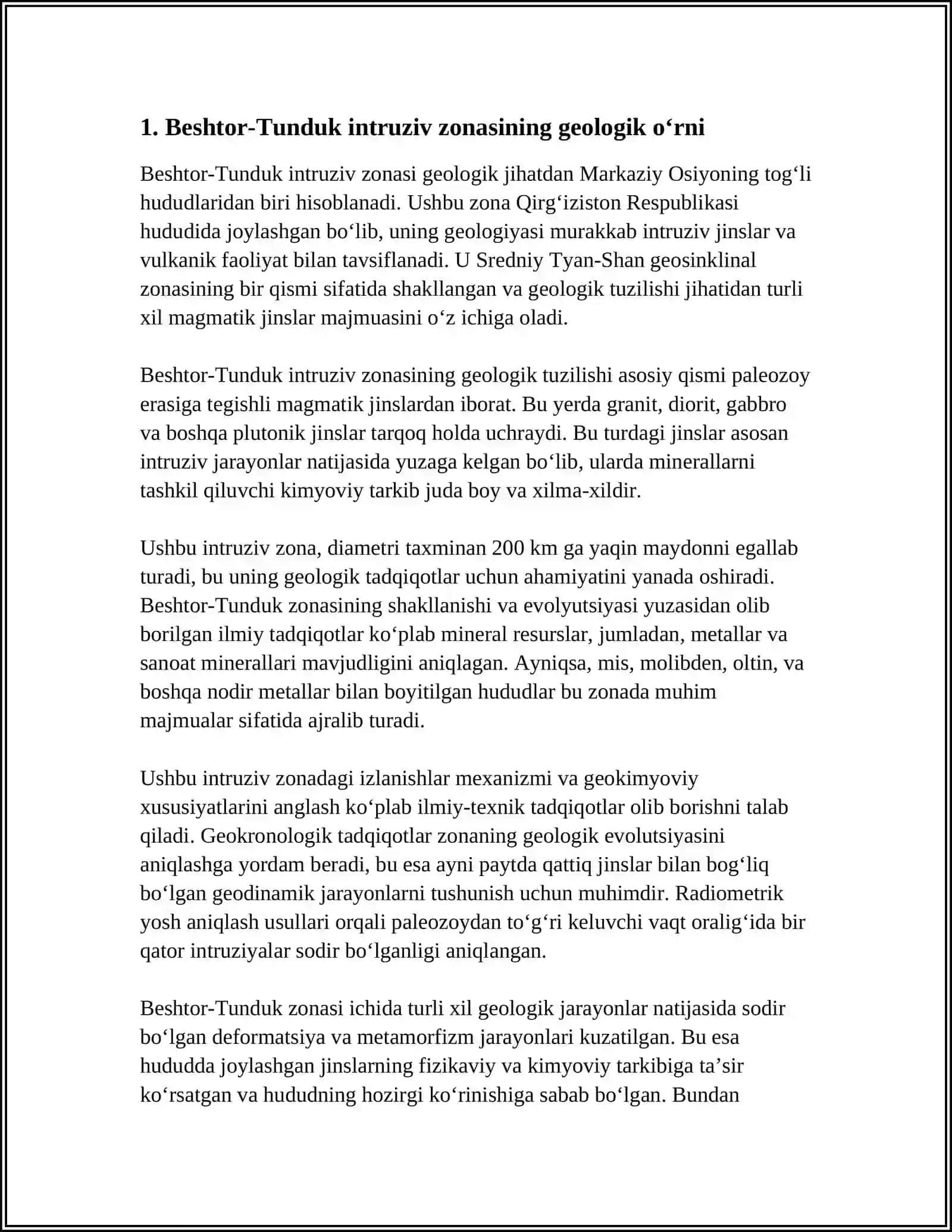 BESHTOR - TUNDUK INTRUZIVINING PETROGRAFIK XUSUSIYATLARI 4