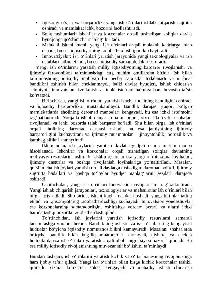 YANGI ISH JOYLARINI YARATISHDA DAVLAT VA XUSUSIY SEKTORNING O‘ZARO TA’SIRI 4