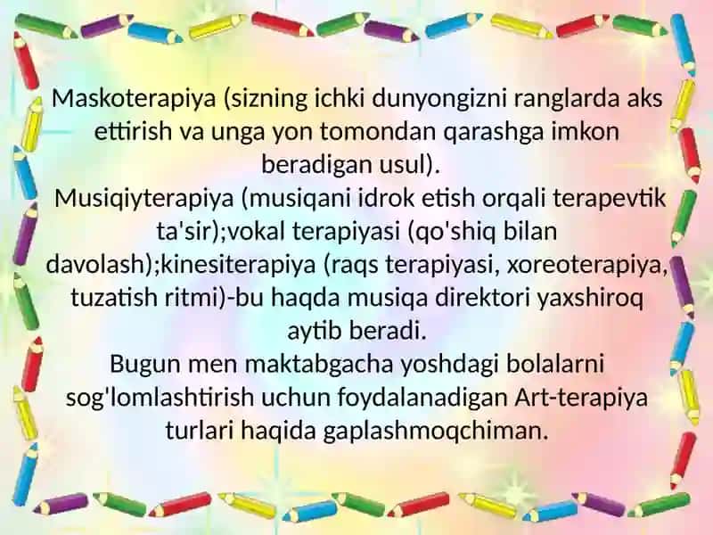 ART - TERAPIYA ORQALI BOLALARDAGI PSIXOLOGIK MUOMMOLARNI ANIQLASH 4