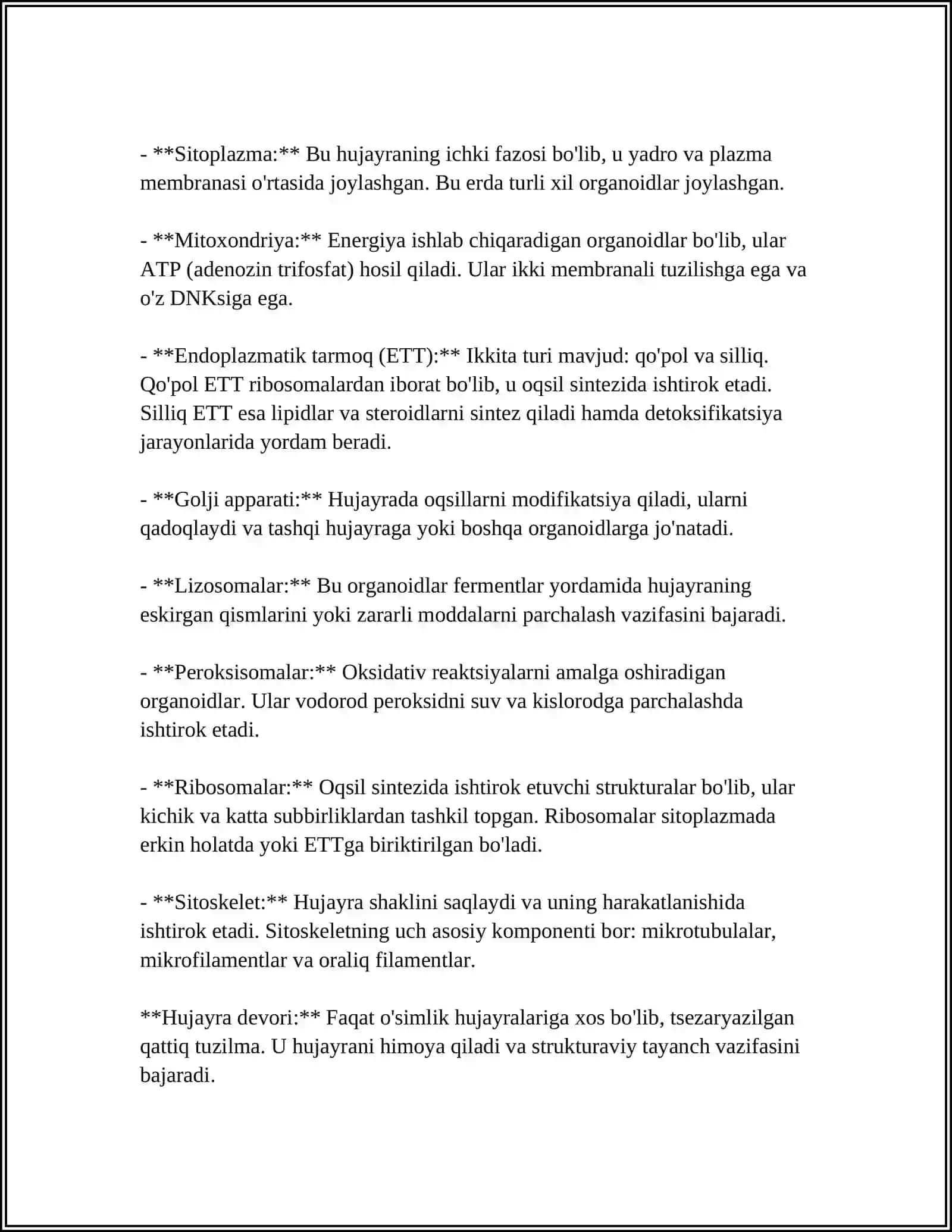 Hujayralarning tuzilishi sitoplazma 4