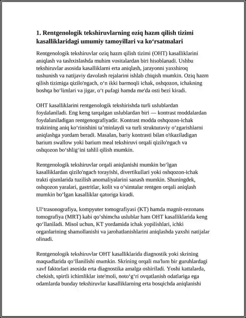 OVQAT XAZM QILISH TIZIMIKASALIKLARIDA RADIOLOGIK TEKSHIRISH USULLARI 4