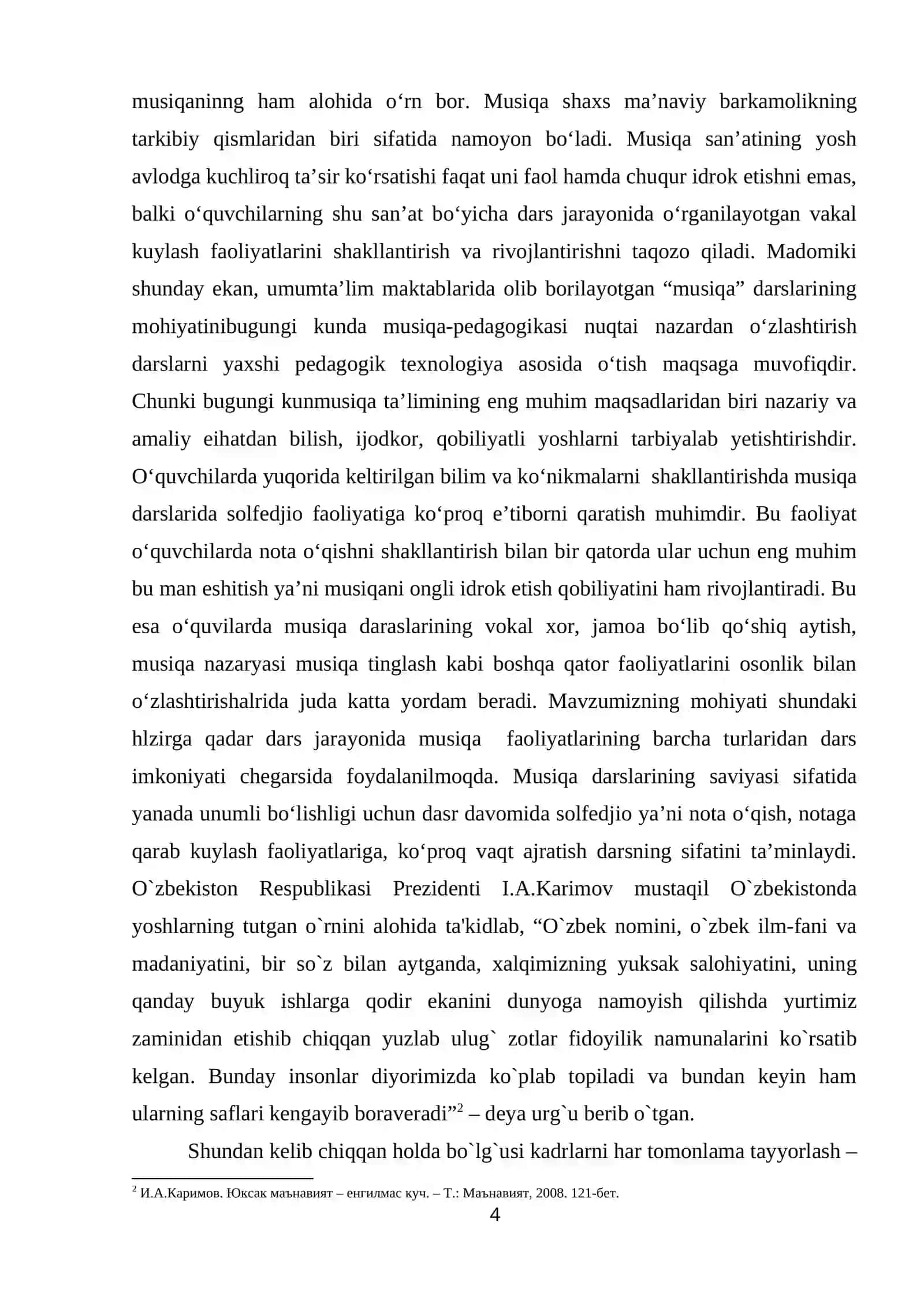 Umumiy musiqiy ta`limning texnologiya va uslublari 4