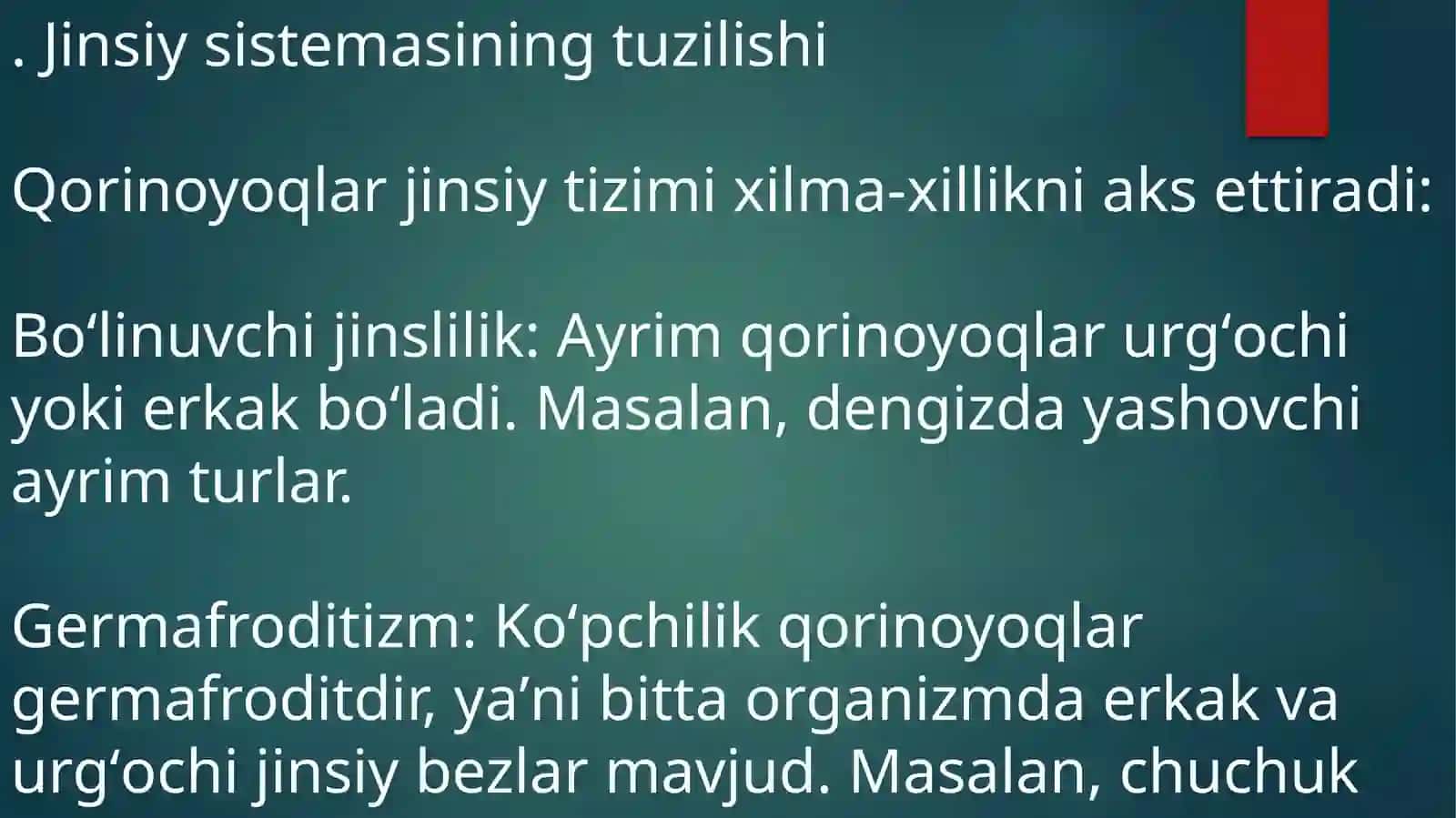 Qorinoyoqlilarning jinsiy sezmasi va ko'payishi 4
