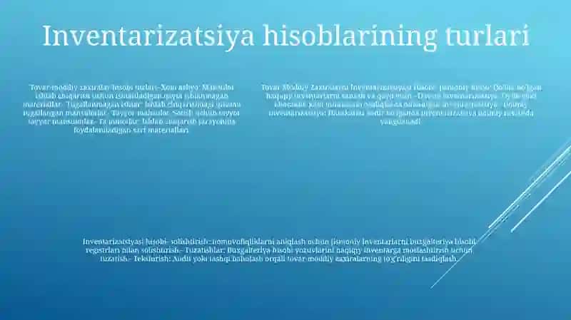 Tovar Moddiy Zaxiralarni Inventarizatsiyasi Hisobi 4