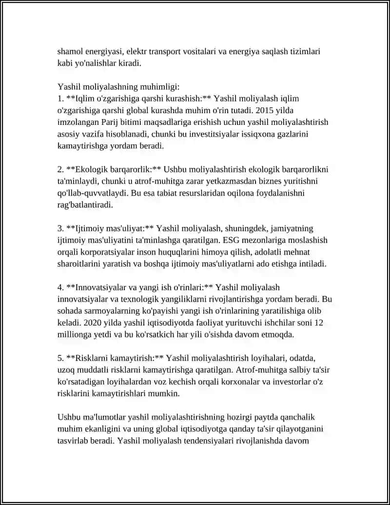 GLOBAL YASHIL MOLIYALASHTIRISH TENDENSIYALARI 4