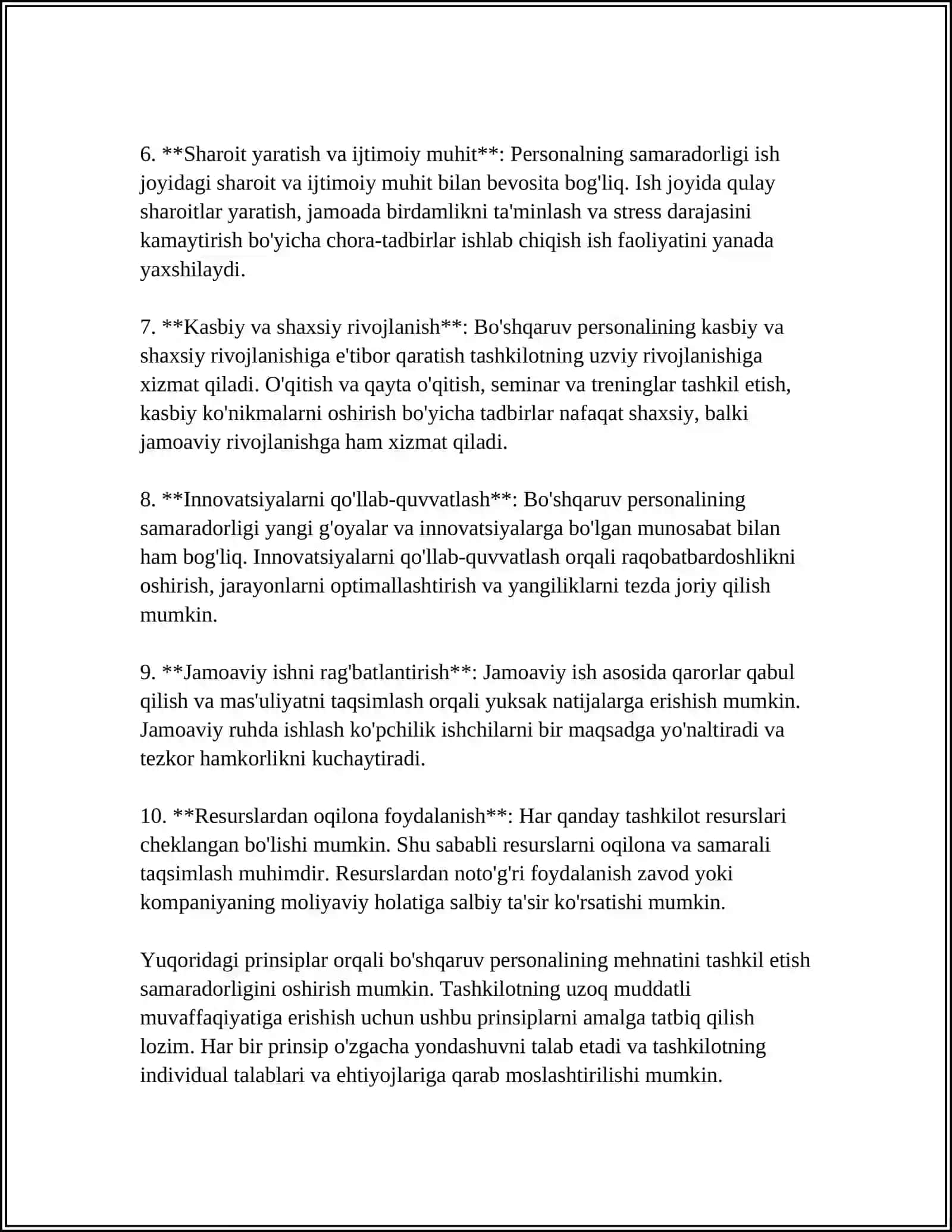 BOSHQARUV PERSONALI MEHNATINI TASHKIL ETISHNING XUSUSIYATLARI 4