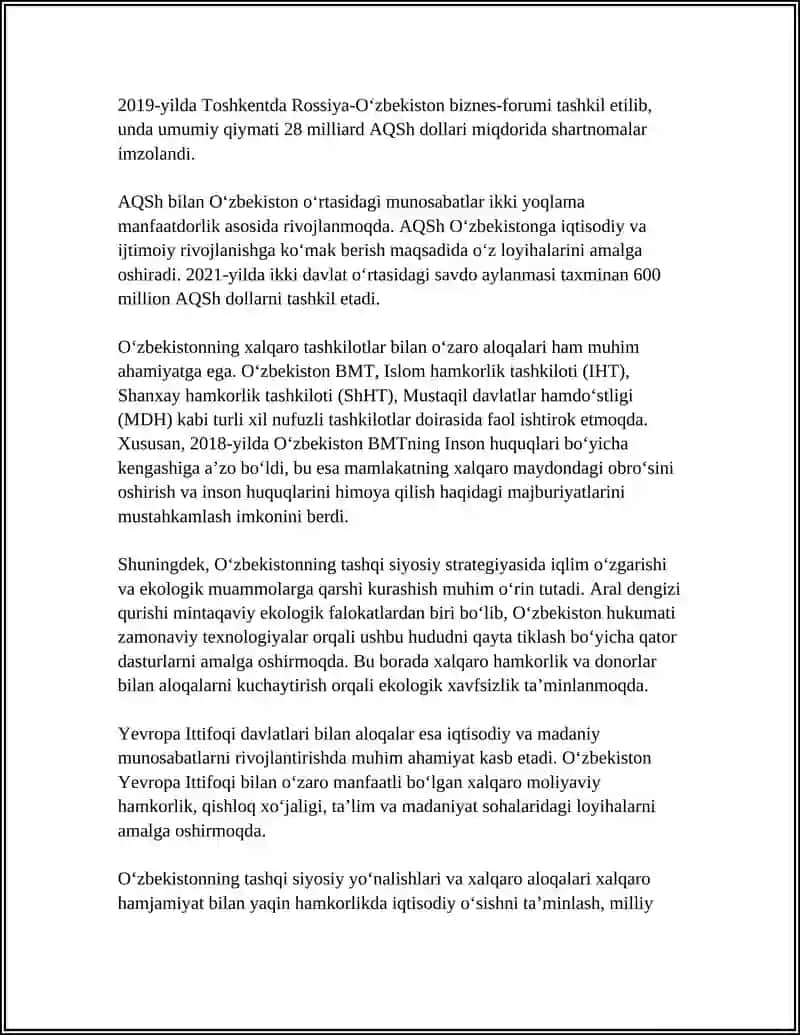 O'ZBEKISTON VA JAHON HAMJAMIYATI 4