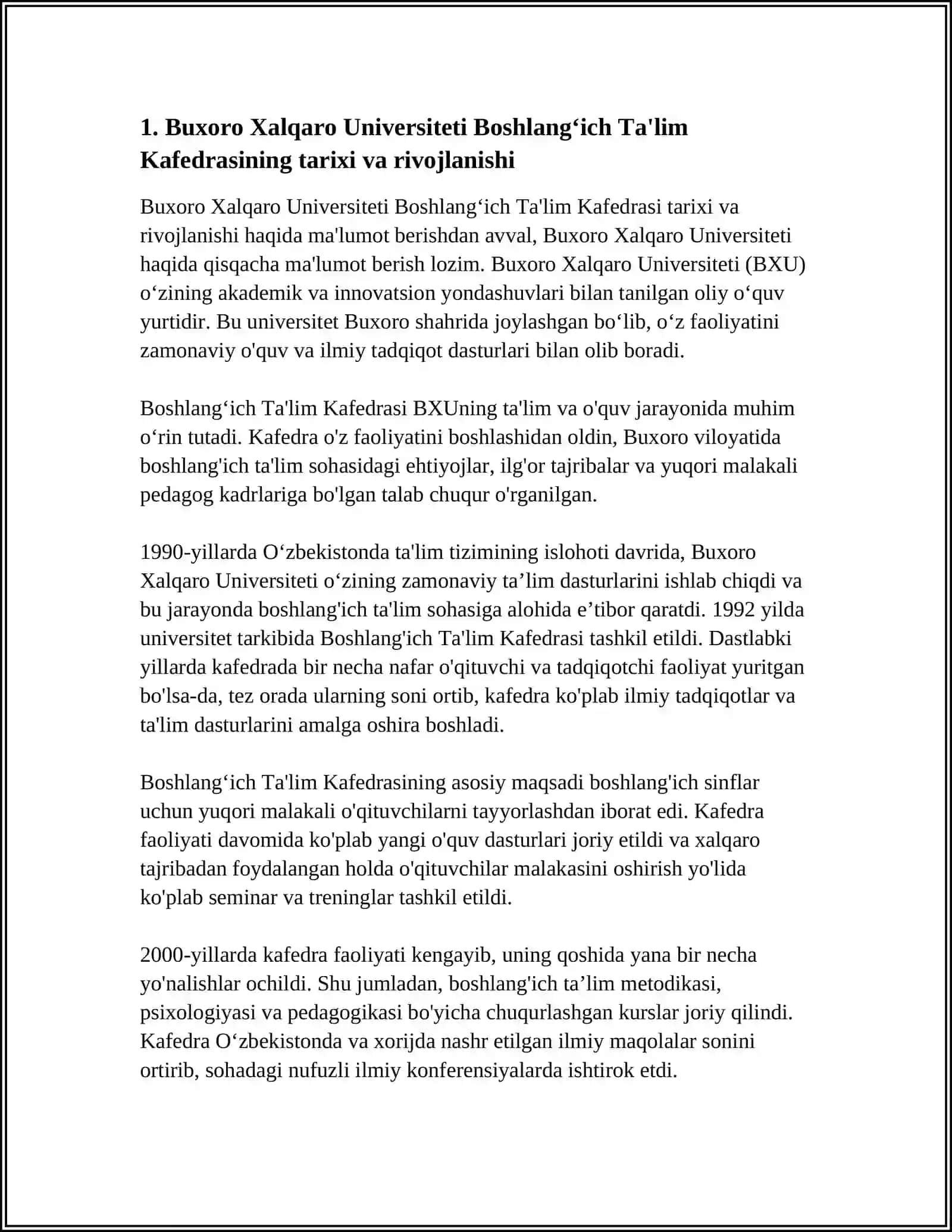 BUXORO XALQARO UNIVERSITETI BOSHLANG'ICH TALIM KAFEDRASI 4