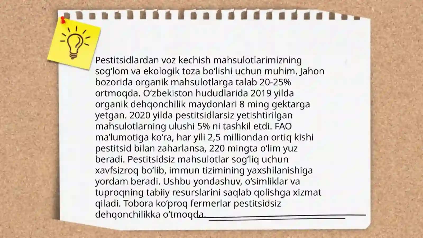 Ekologik toza qishloq xo'jaligi mahsulotlarini yetishtirish 4