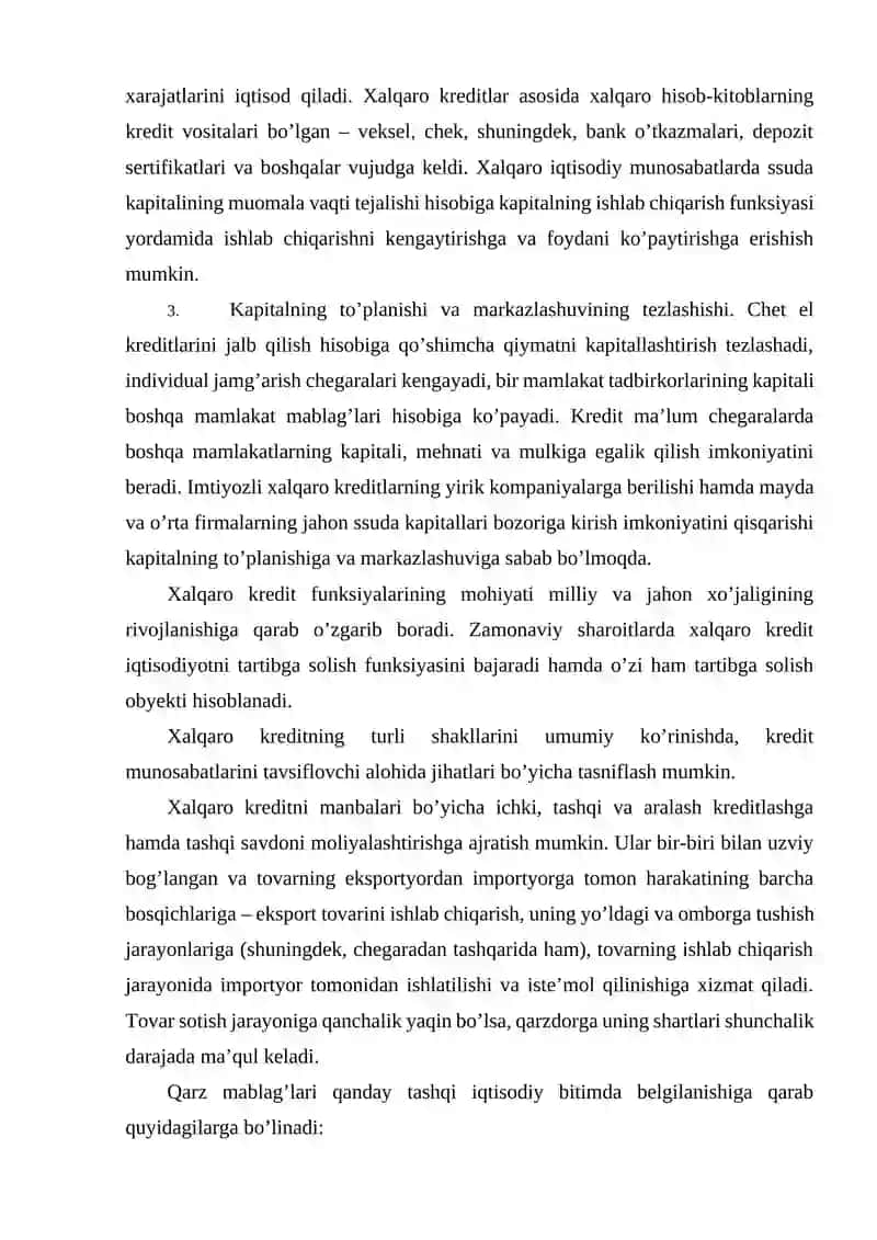Xalqaro kredit va unga ta’sir qiluvchi omillar tasnifi 4