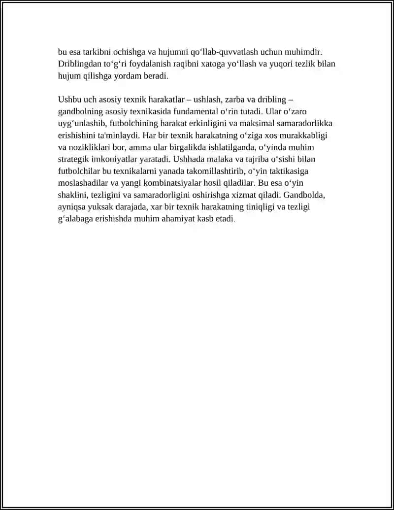 SPORT O'YINLARI: GANDBOL SPORT TURINING TEXNIKASI VA TAKTIKASI 4