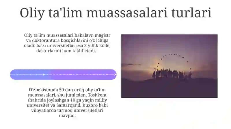 Oʻzbekiston ta'lim tizimi va Jahon Oʻzbekistondagi ta'lim tizimi bosqichlari 4