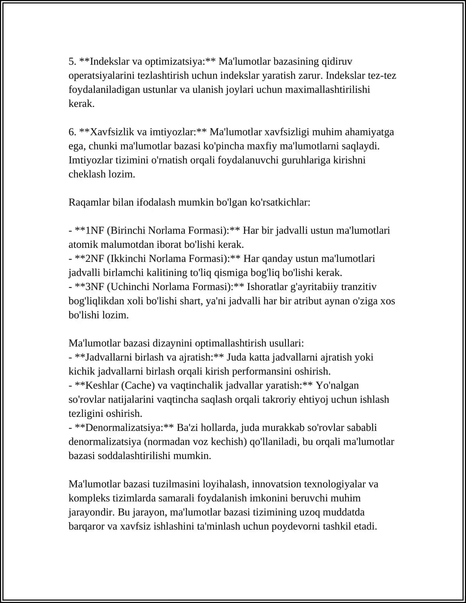 MA’LUMOTLAR BAZASINI BOSHQARISH TIZIMLARIDA “BO‘RDOQICHILIK FERMER XO‘JALIKLARIDA KUNLIK OZUQA VA YEM XASHAKLARNING TAQSIMLANISHI” MASALASIGA MA’LUMOTLAR BAZASIN YARATISH 4