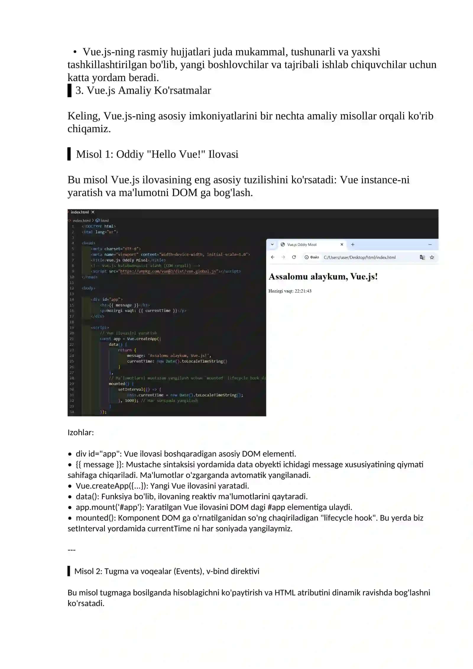 Tushuncha, imkoniyatlari, amaliy ko’rsatmalar / VUE JS, HTML5, Node JS, React JS 4