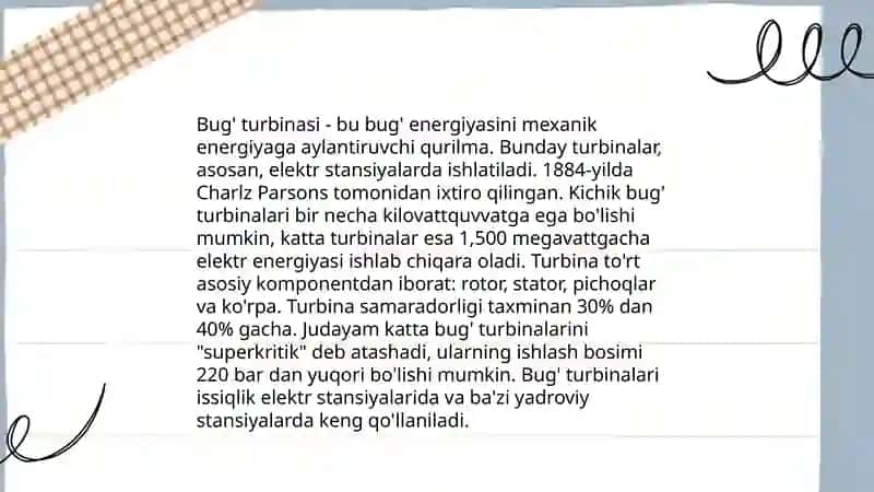 Bug'ning soplodagi chiqishdagi xaqiqiy tezilgini bosimini haroratini aniqlash 4