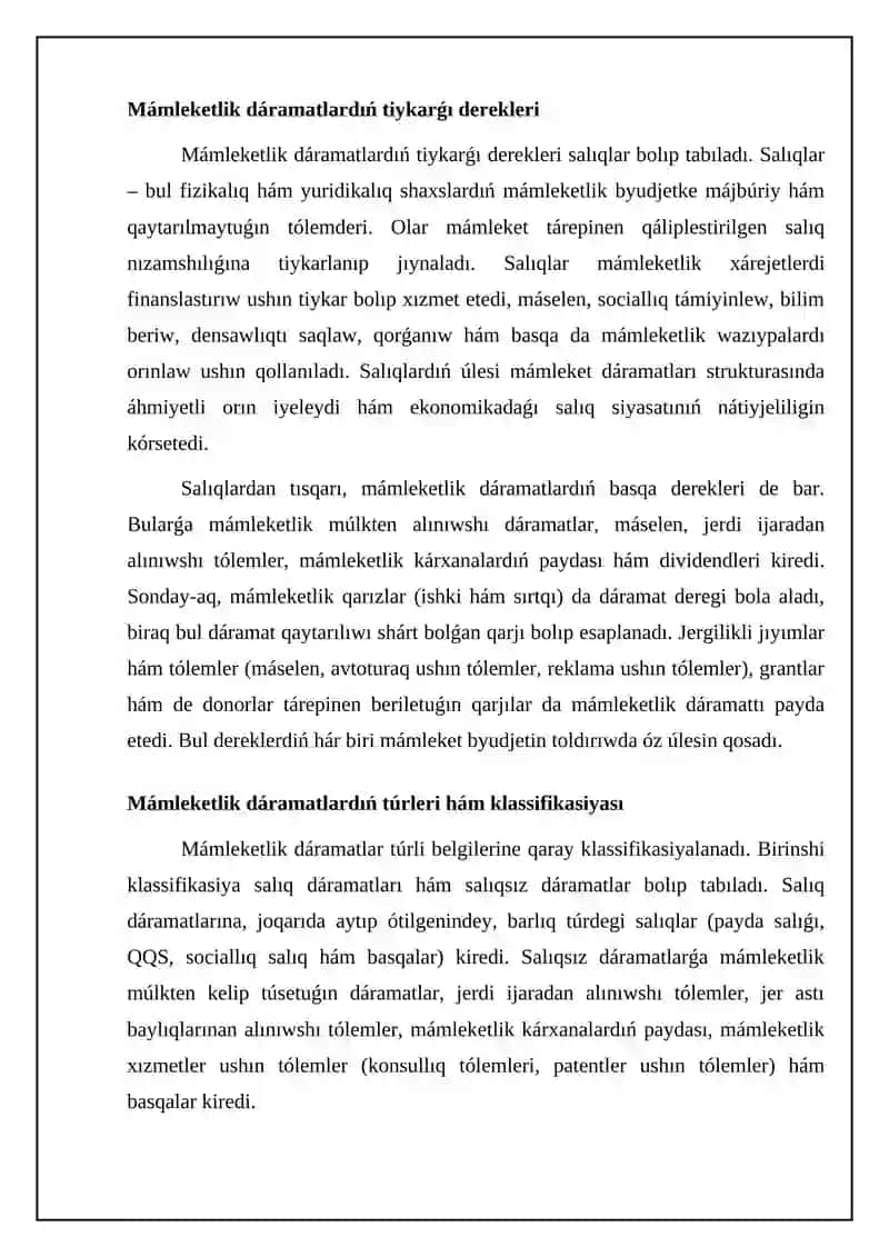 Mámleketlik dáramat: derekleri hám túrleri 4