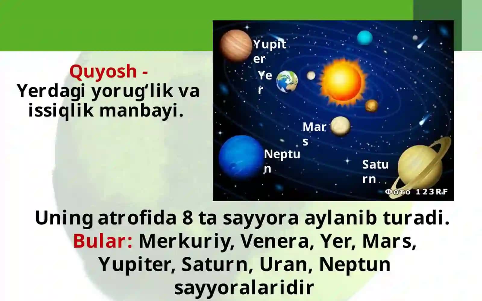 "QUYOSH, OY VA YULDUZLAR" 4