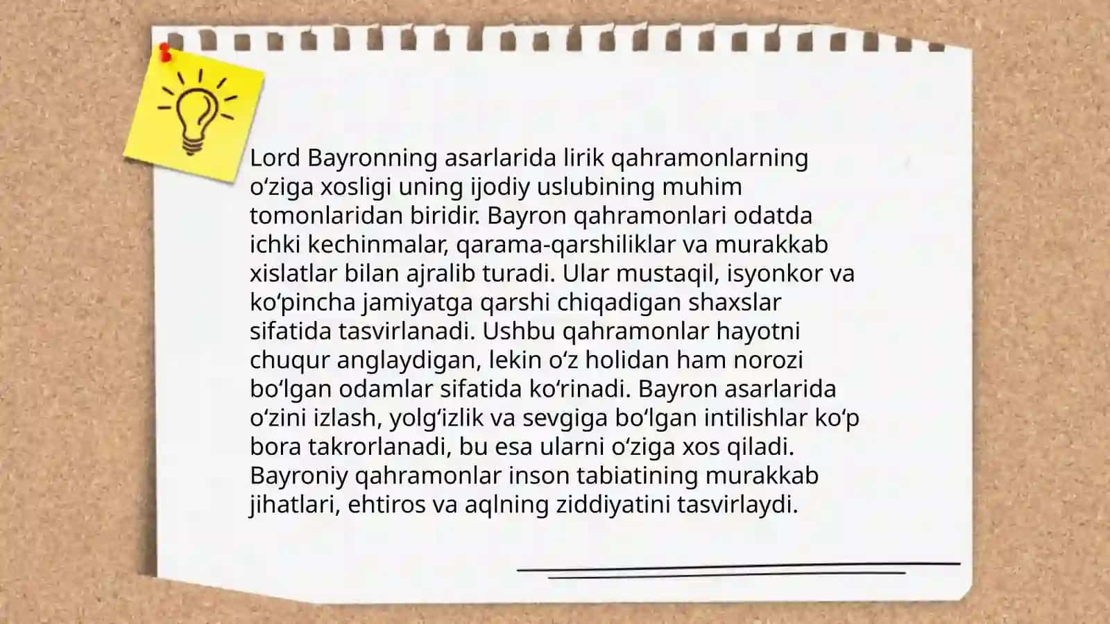 Bayron ijodida romantik obrazlar haqida 4