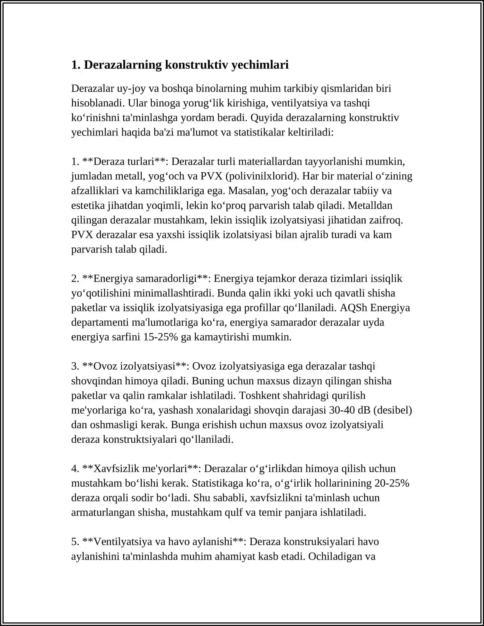 DERAZALAR, ESHIKLAR, VITRAJLAR VA ULARNING KONSTRUKTIV YECHIMLARI 4