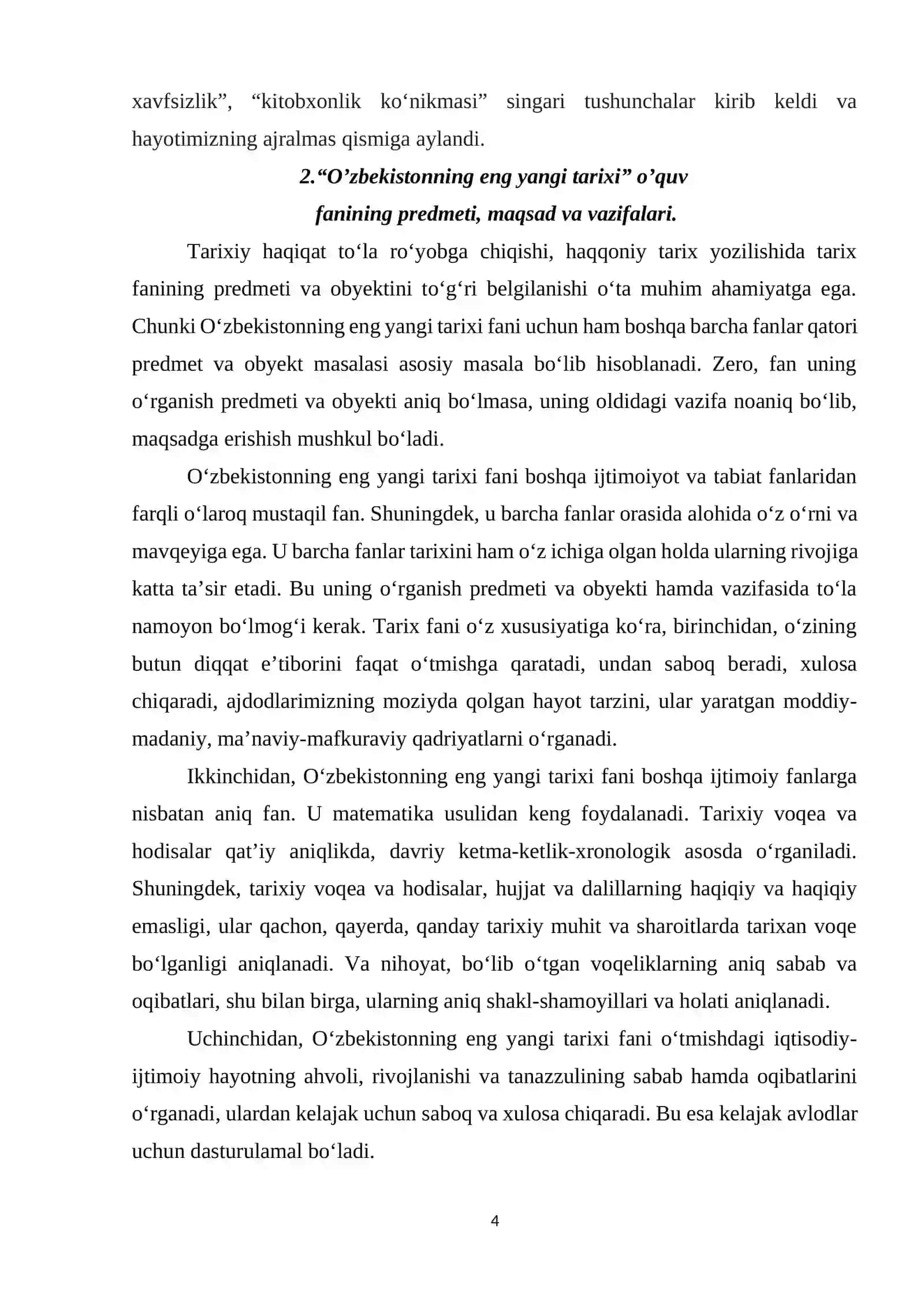 O`zbekistonning eng yangi tarixi fanni o`rganishning nazariy-uslubiy asoslari 4