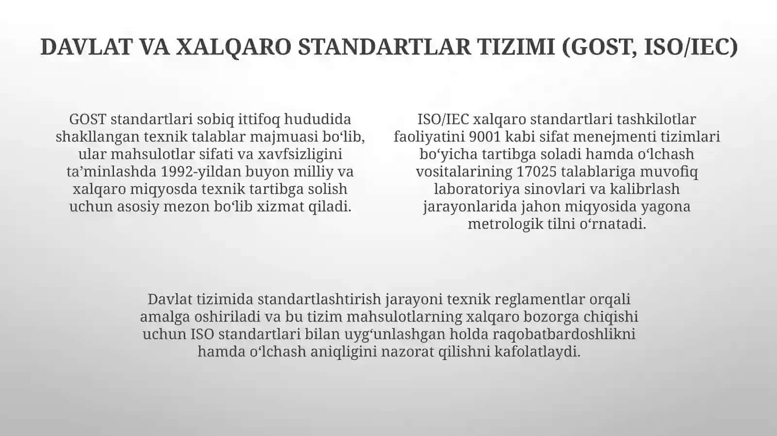 Oʻlchash vositalari boʻyicha davlat va tarmoq standartlati bilan tanishish 4