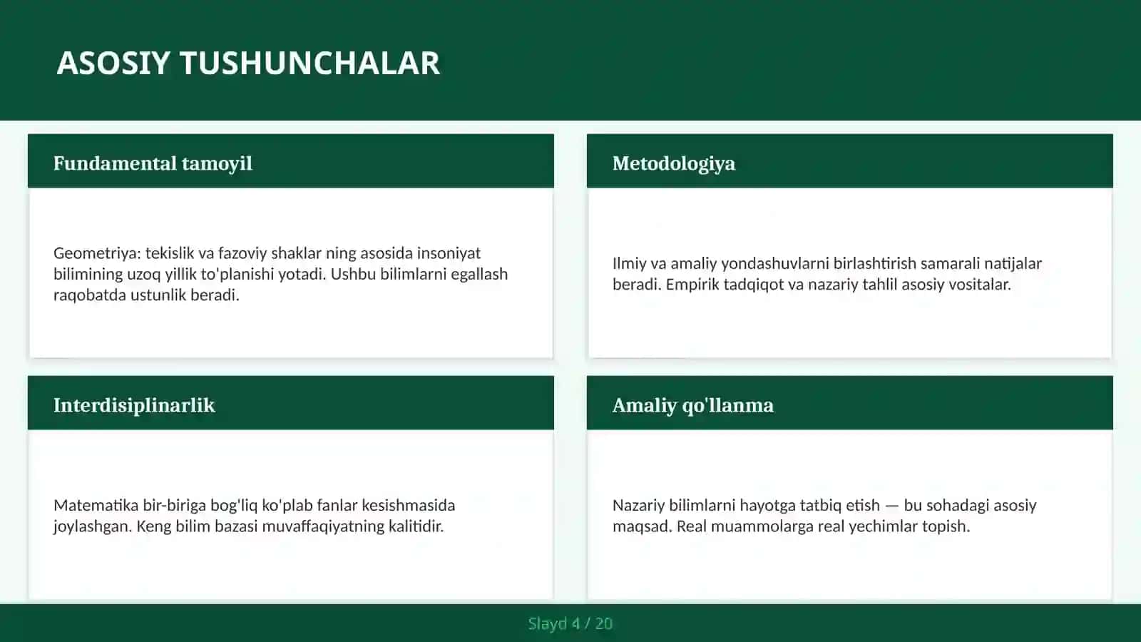 Geometriya: tekislik va fazoviy shaklar 4