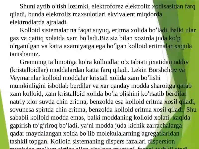 Kolloid kimyo fanini dispers (maydalangan) sistemalar va sirt xodisalarining fizik kimyosi 4