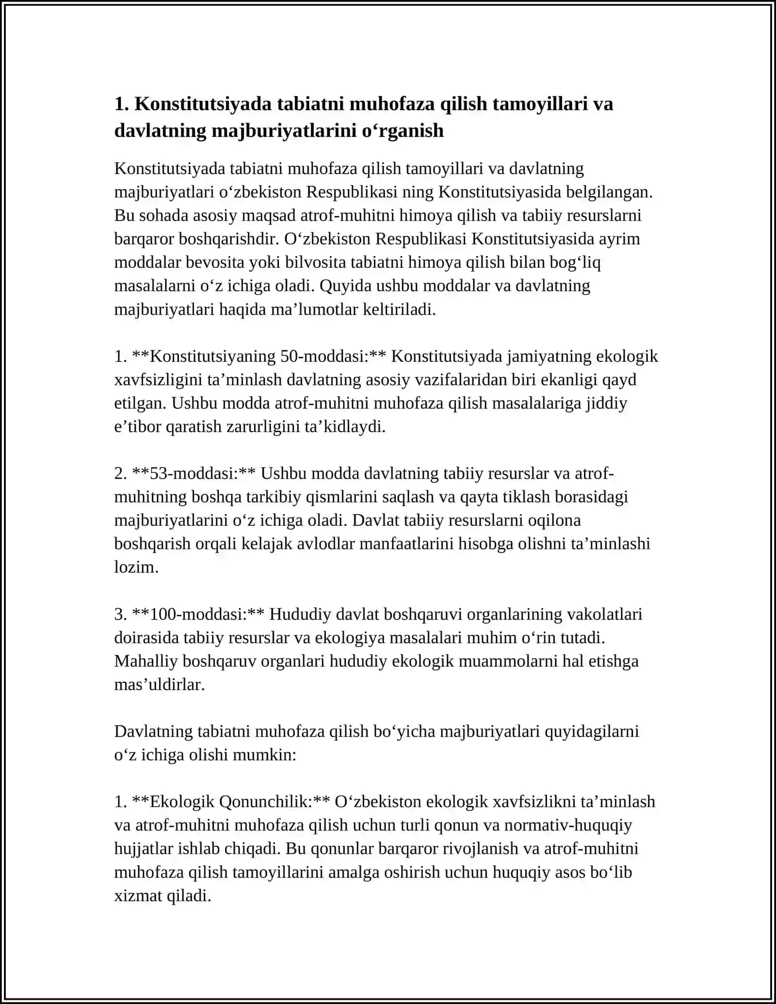 KONSTITUTSIYANING TABIATNI ASRASHGA DOIR QONUNLARNI ÒRGANISH VA TAHLIL QILISH 4