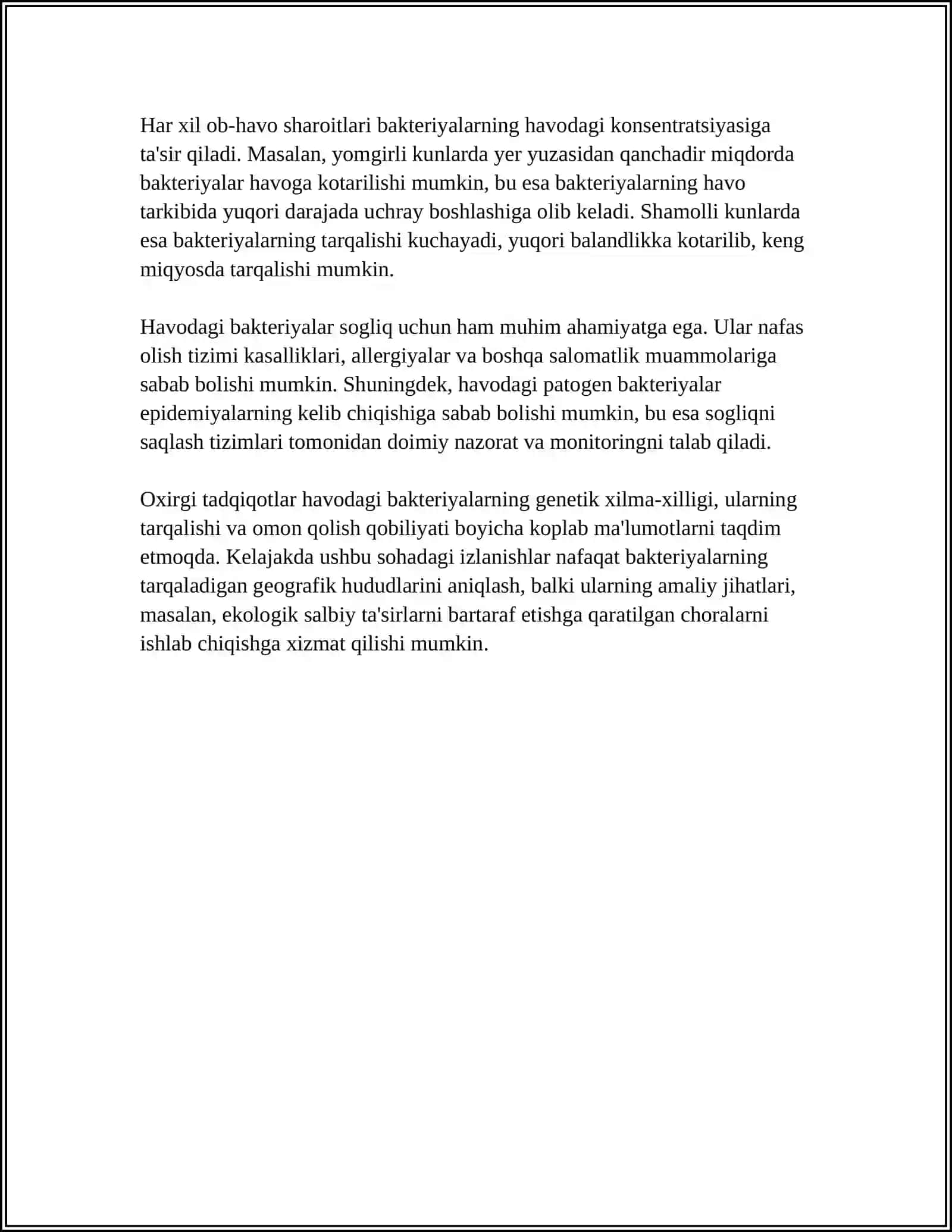 KASALXONA ICHKI INFEKSIYALARINING KELIP CHIQISHI UCHUN HAVONI BAKTERYAL IFLOSLANGANLIGINI AXAMYATI 4