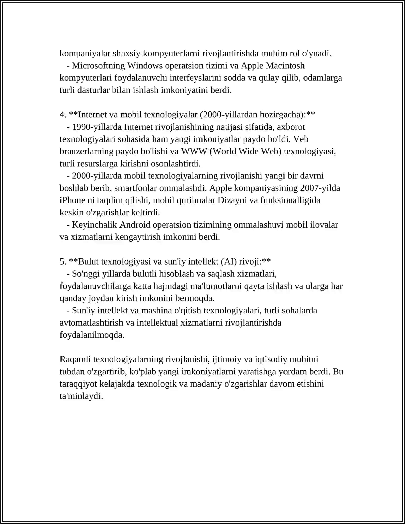 RAQAMLI TEXNOLOGIYALAR HAQIDA TUSHUNCHA 4