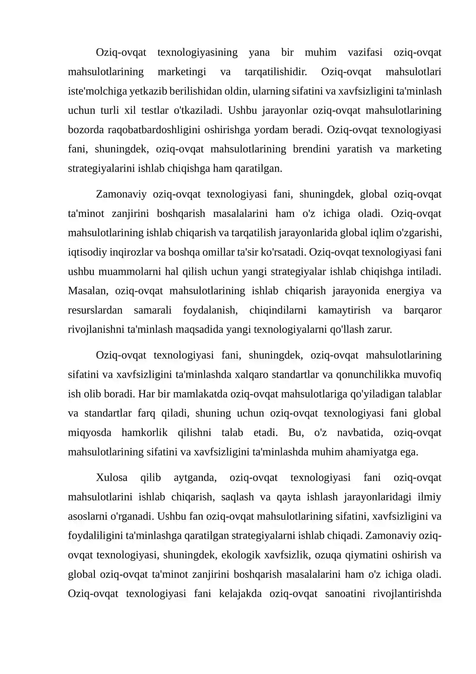 Oziq-ovqat texnologiyasi fanining maqsadi va vazifalari. Zamonaviy muammolar 4
