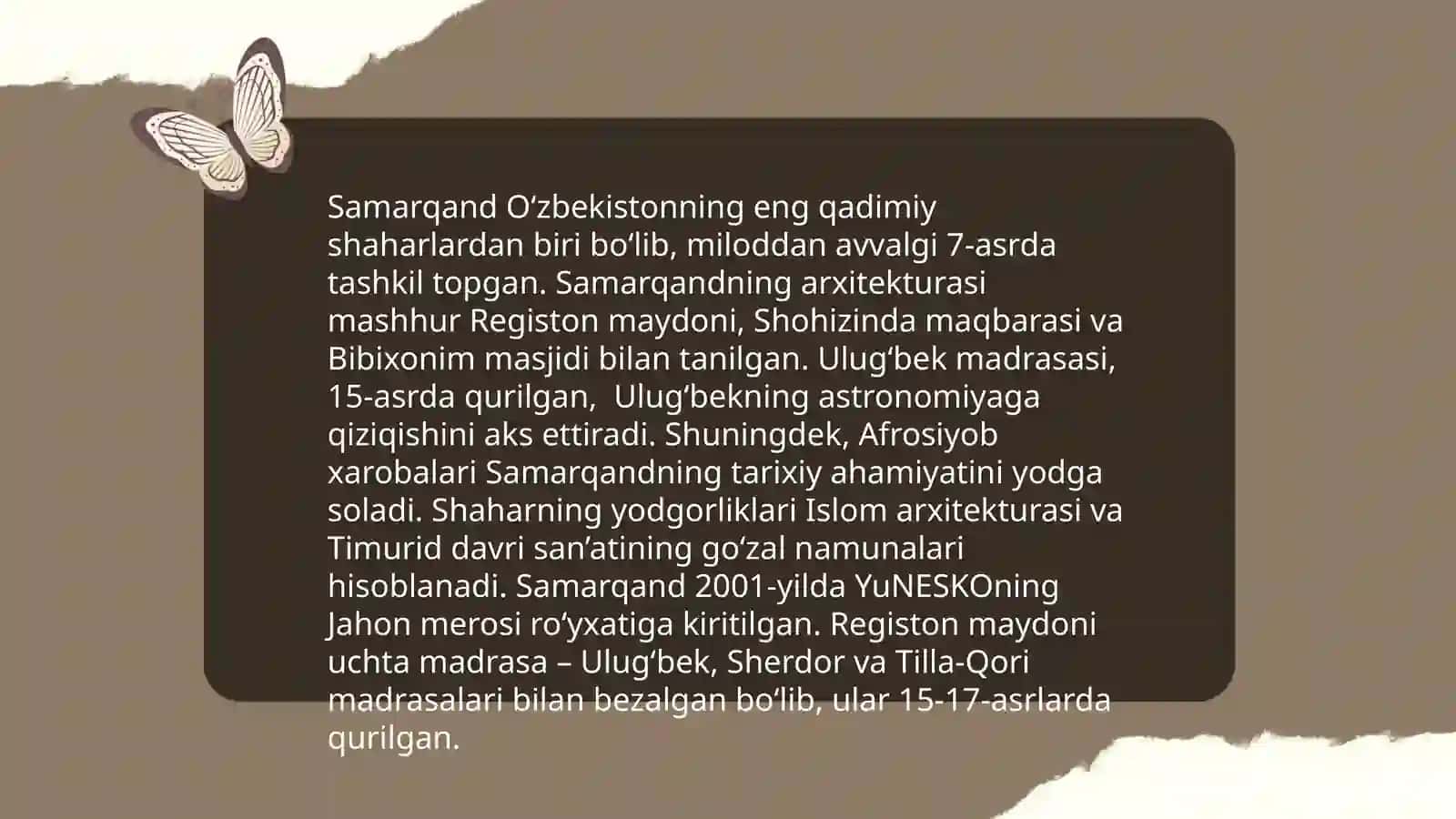 Tarixiy shaxarlar (Buxoro,Samarqand, Marg'ilon, Qarshi, Toshkent, Xiva,Shaxrisabz) yubileylarining xalqaro miqyosda keng nishonlanishi 4