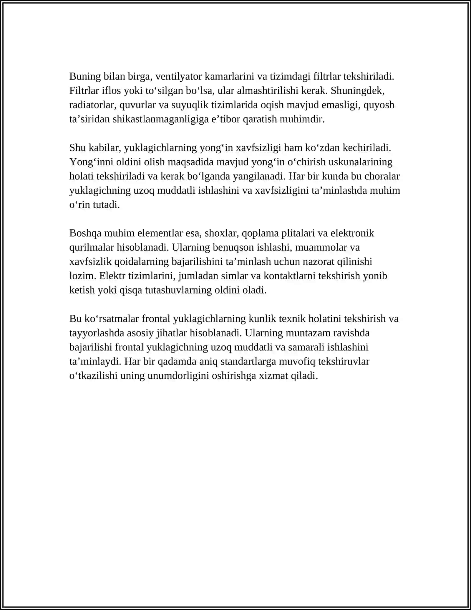 FRONTAL YUKLAGICHLARGA KUNLIK VA BIRINCHITEXNIK XIZMAT XIZMAT KOʻRSATISH 4