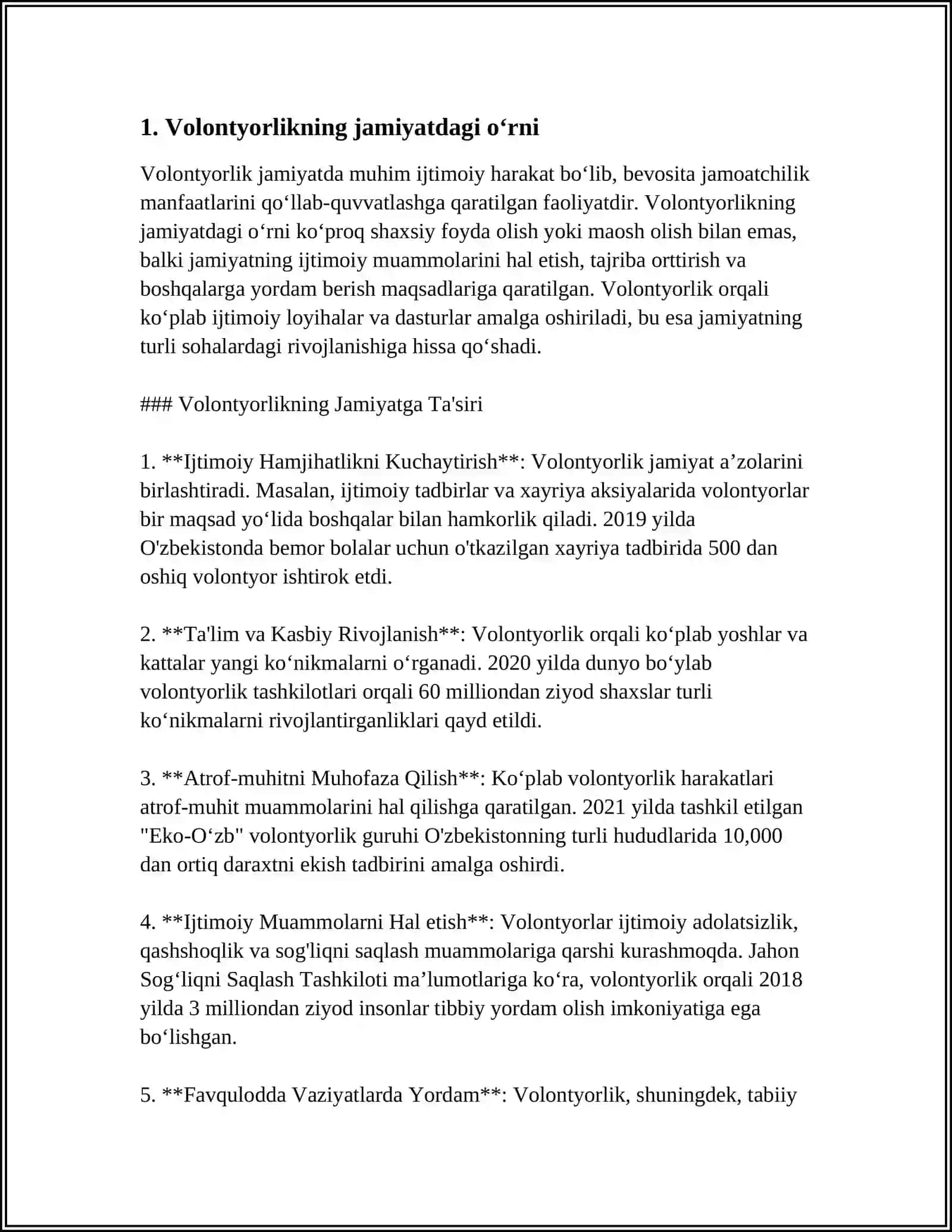 VOLONTYORLIK VA VOLONTYOR GURUHLAR BILAN TASHKIL ETILADIGAN FAOLIYAT 4