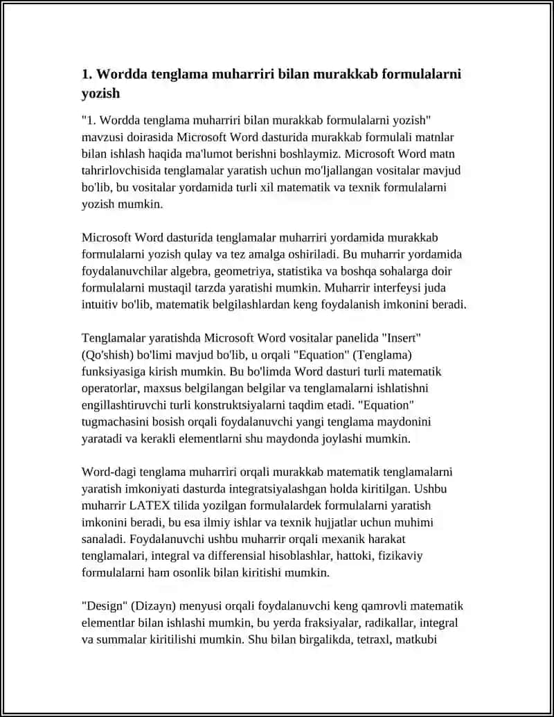 WORD MATN TAHRIRLAGICHIDA MURAKKAB FORMULALI MATNLARNI YOZISH GRAFIK OBʼEKTLAR YARATISH 4