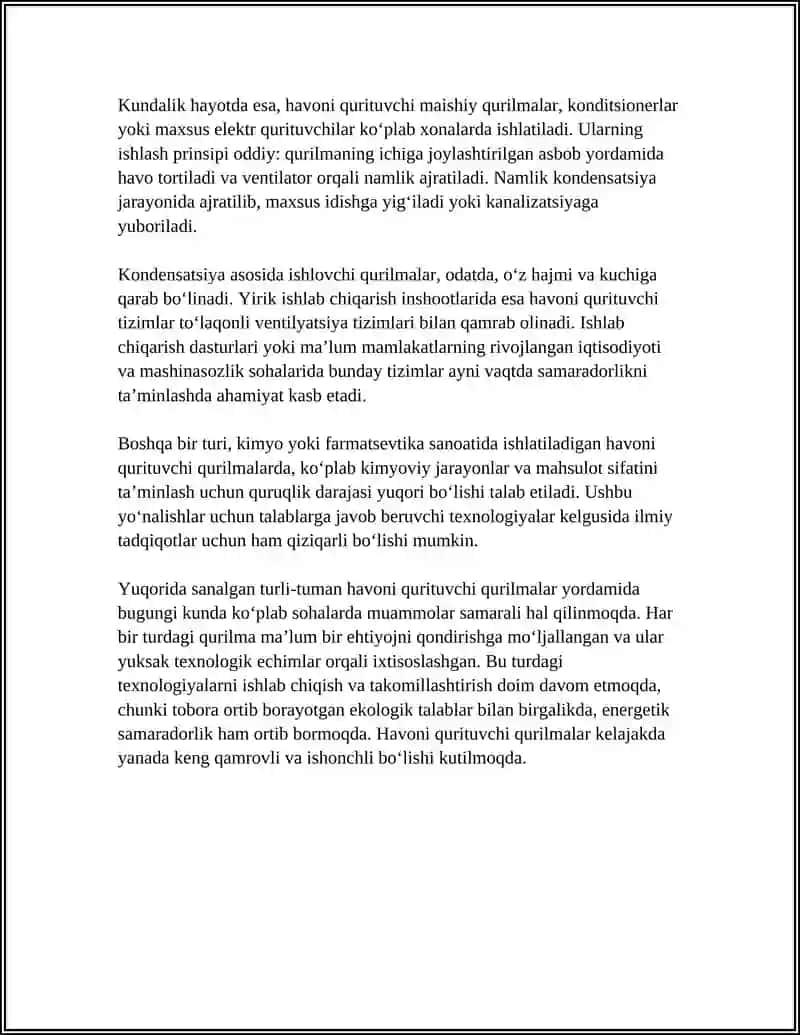 HAVONI QURITUVCHI QURILMALAR ISHINI TADQIQ QILISH 4